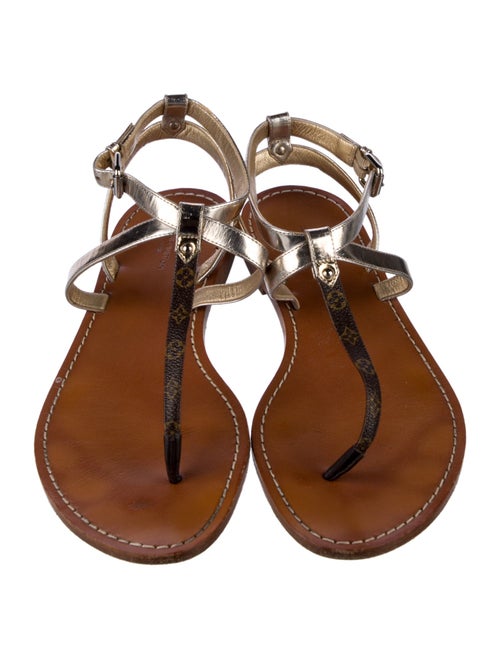 Louis Vuitton LV Monogram Leather T-Strap Sandals