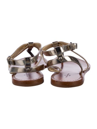 Louis Vuitton LV Monogram Leather T-Strap Sandals