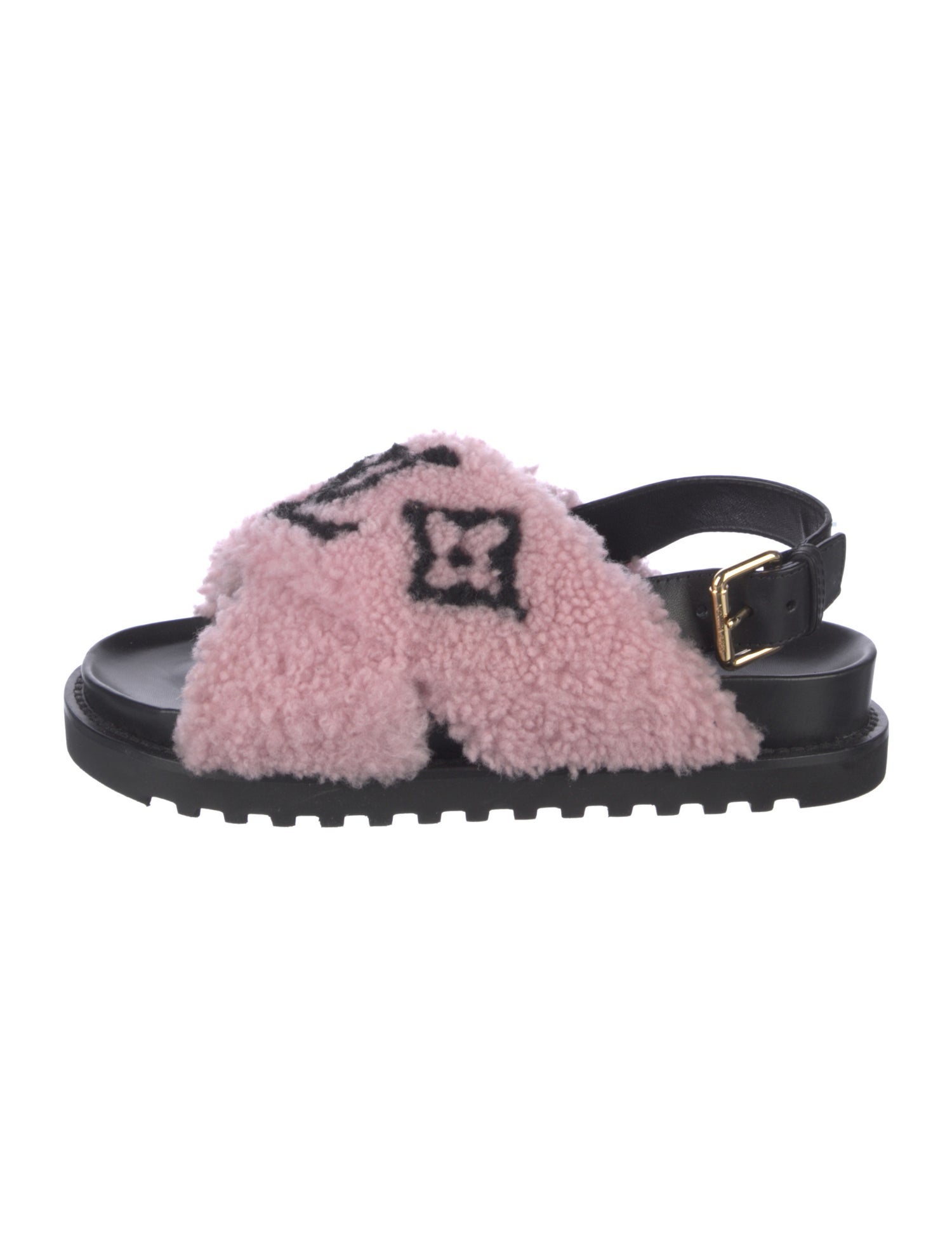 Louis Vuitton LV Monogram Shearling Slingback Sandals