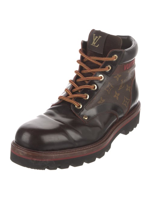 Louis Vuitton Leather Printed Lace-Up Boots