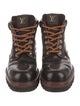 Louis Vuitton Leather Printed Lace-Up Boots