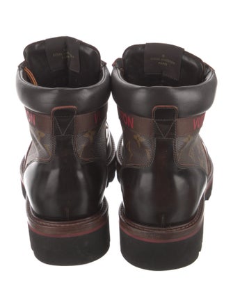 Louis Vuitton Leather Printed Lace-Up Boots
