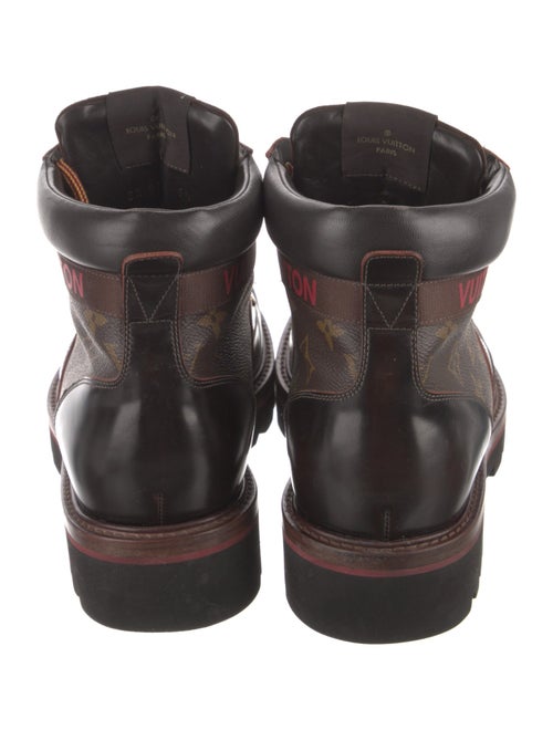 Louis Vuitton Leather Printed Lace-Up Boots