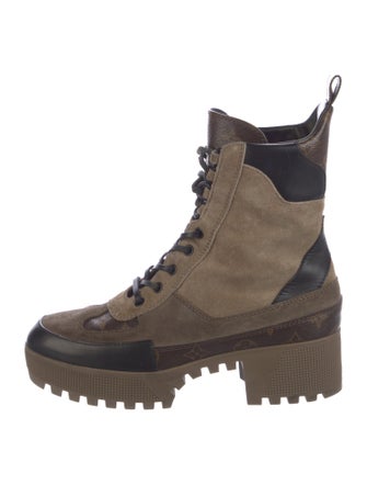 Louis Vuitton LV Monogram Suede Combat Boots
