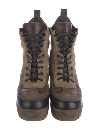 Louis Vuitton LV Monogram Suede Combat Boots