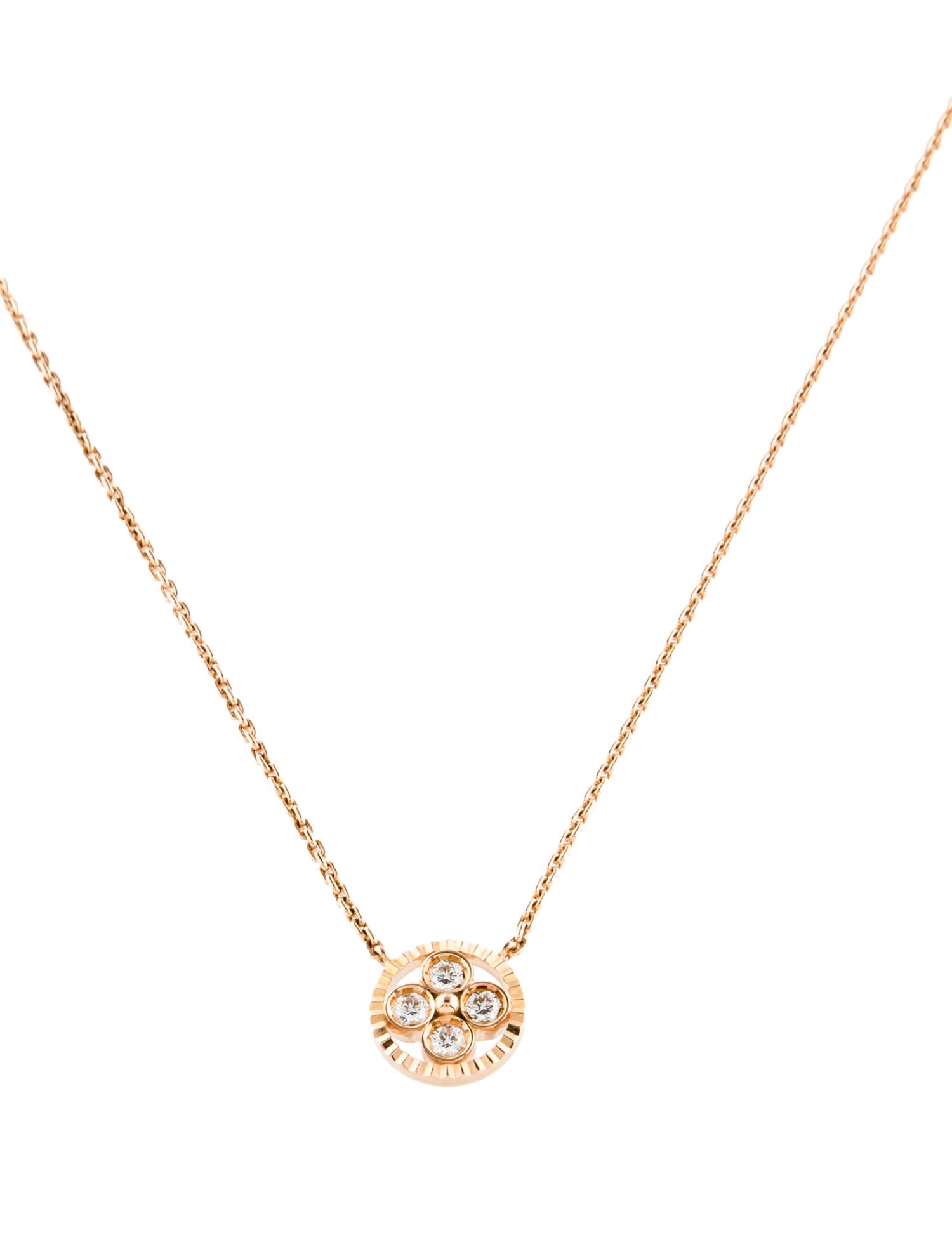 Louis Vuitton 18K Diamond Monogram Sun Pendant Necklace