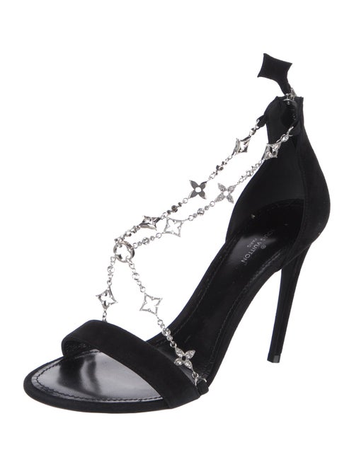 Louis Vuitton Suede Crystal Embellishments Gladiator Sandals