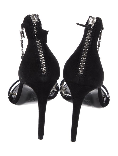 Louis Vuitton Suede Crystal Embellishments Gladiator Sandals