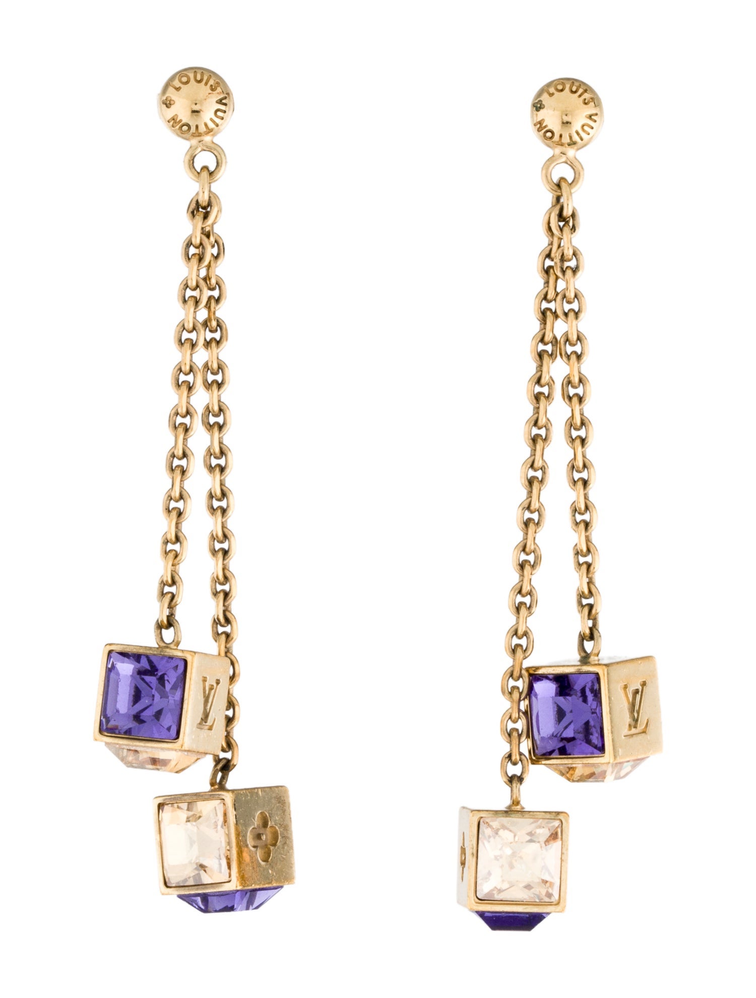 Louis Vuitton Crystal Gamble Drop Earrings
