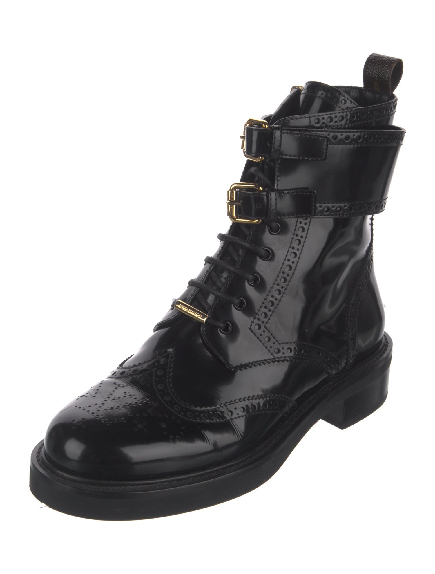 Louis Vuitton LV Monogram Patent Leather Combat Boots