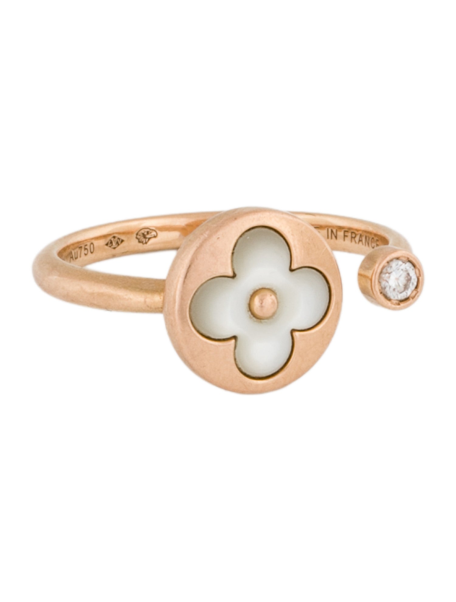 Louis Vuitton Mother of Pearl & Diamond Color Blossom Mini Sun Ring