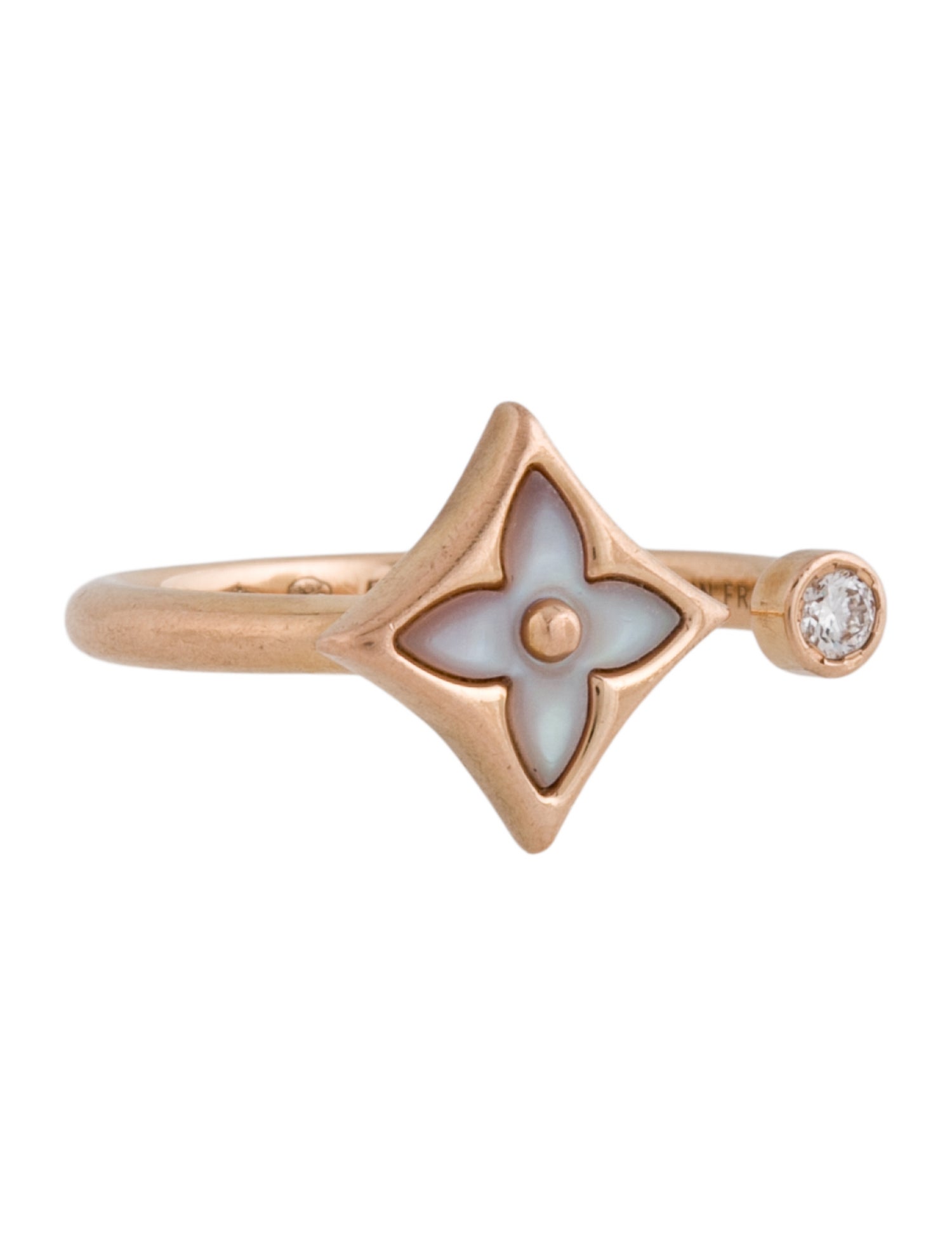 Louis Vuitton 18K Mini Mother-Of-Pearl & Diamond Blossom Cocktail Ring