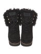 Louis Vuitton Suede Fur Trim Lace-Up Boots
