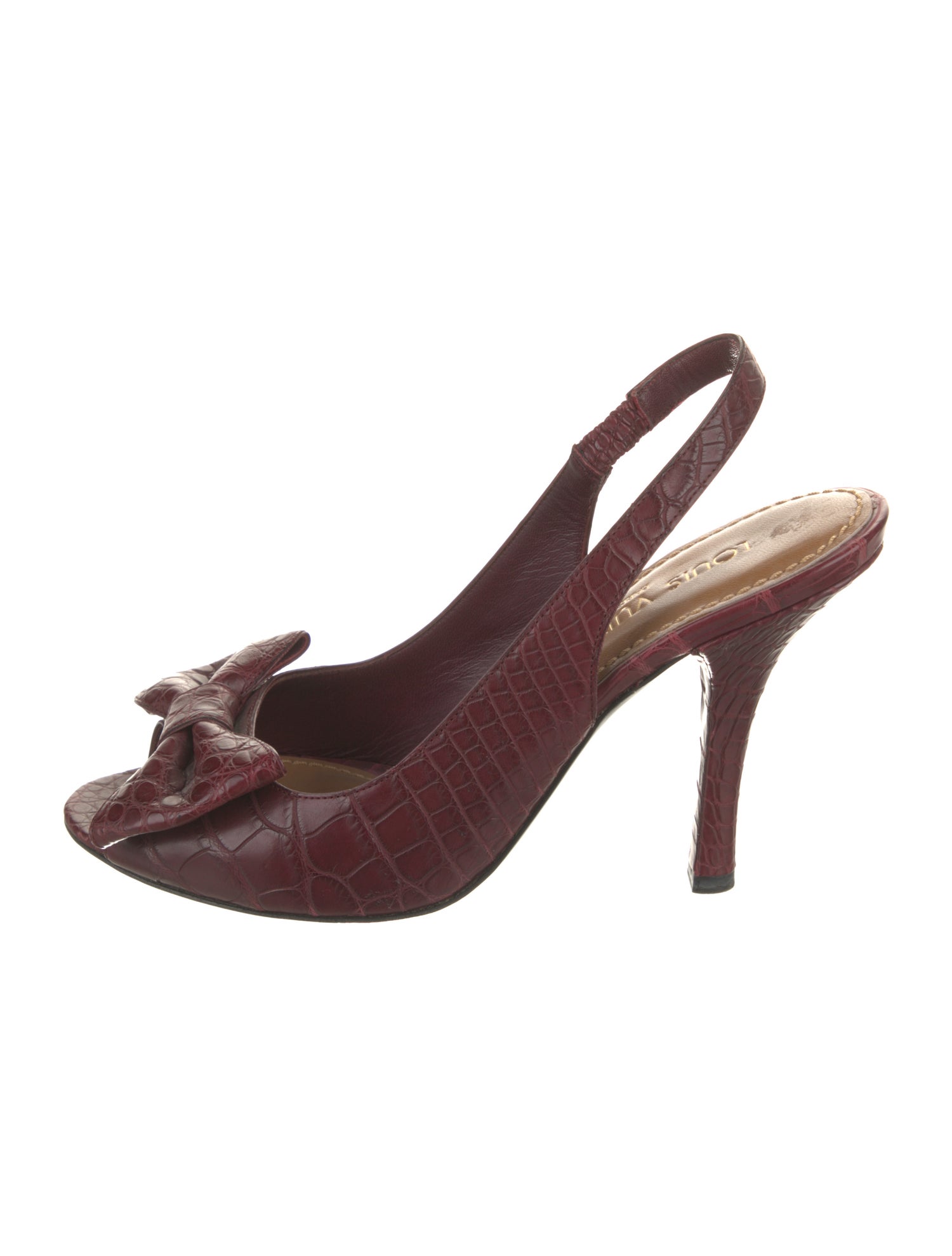 Louis Vuitton Vintage Embossed Leather Slingback Sandals