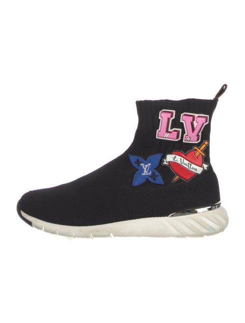 Louis Vuitton Monogram Pattern Embroidered Accent Sock Sneakers