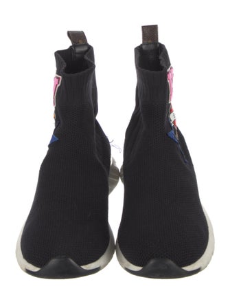 Louis Vuitton Monogram Pattern Embroidered Accent Sock Sneakers