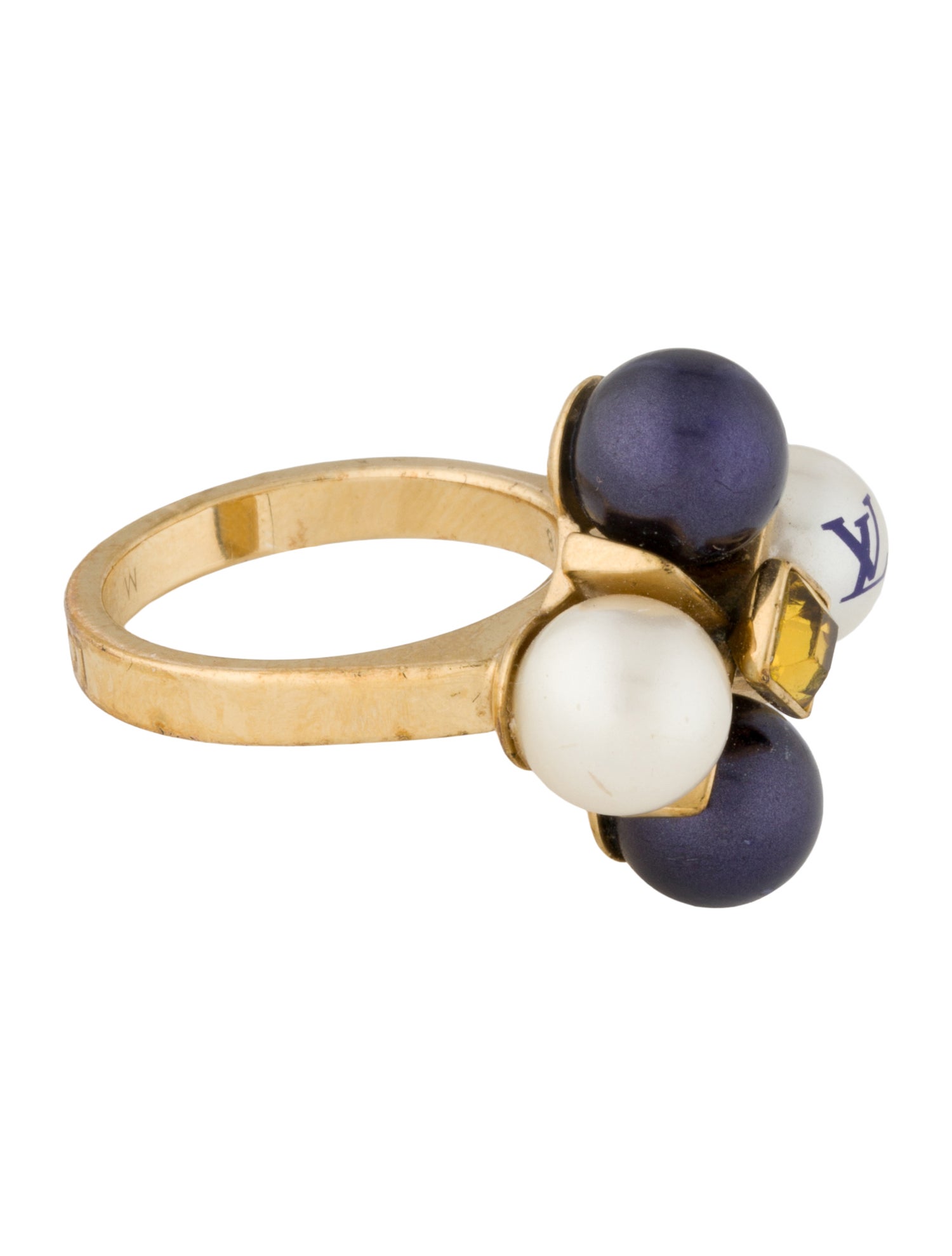 Louis Vuitton Faux Pearl & Crystal Cry Me A River Cocktail Ring