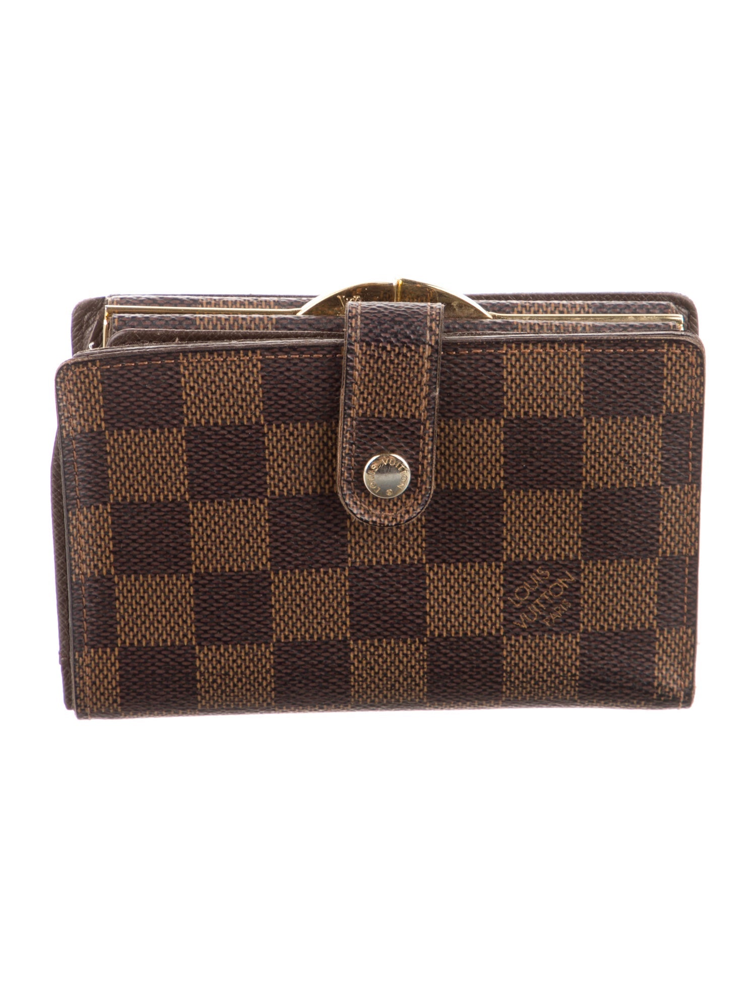 Louis Vuitton Damier Ebene Pattern Coated Canvas French Purse