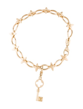 Louis Vuitton 18K Fleur Link Bracelet w/ 18K Key Charm