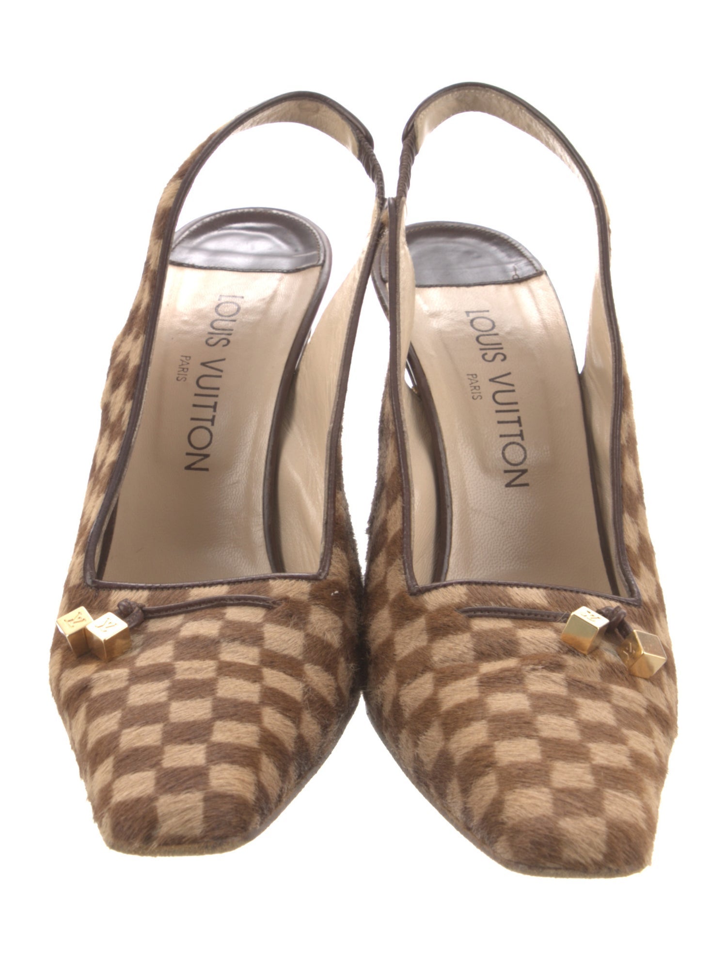 Louis Vuitton Ponyhair Plaid Print Slingback Pumps