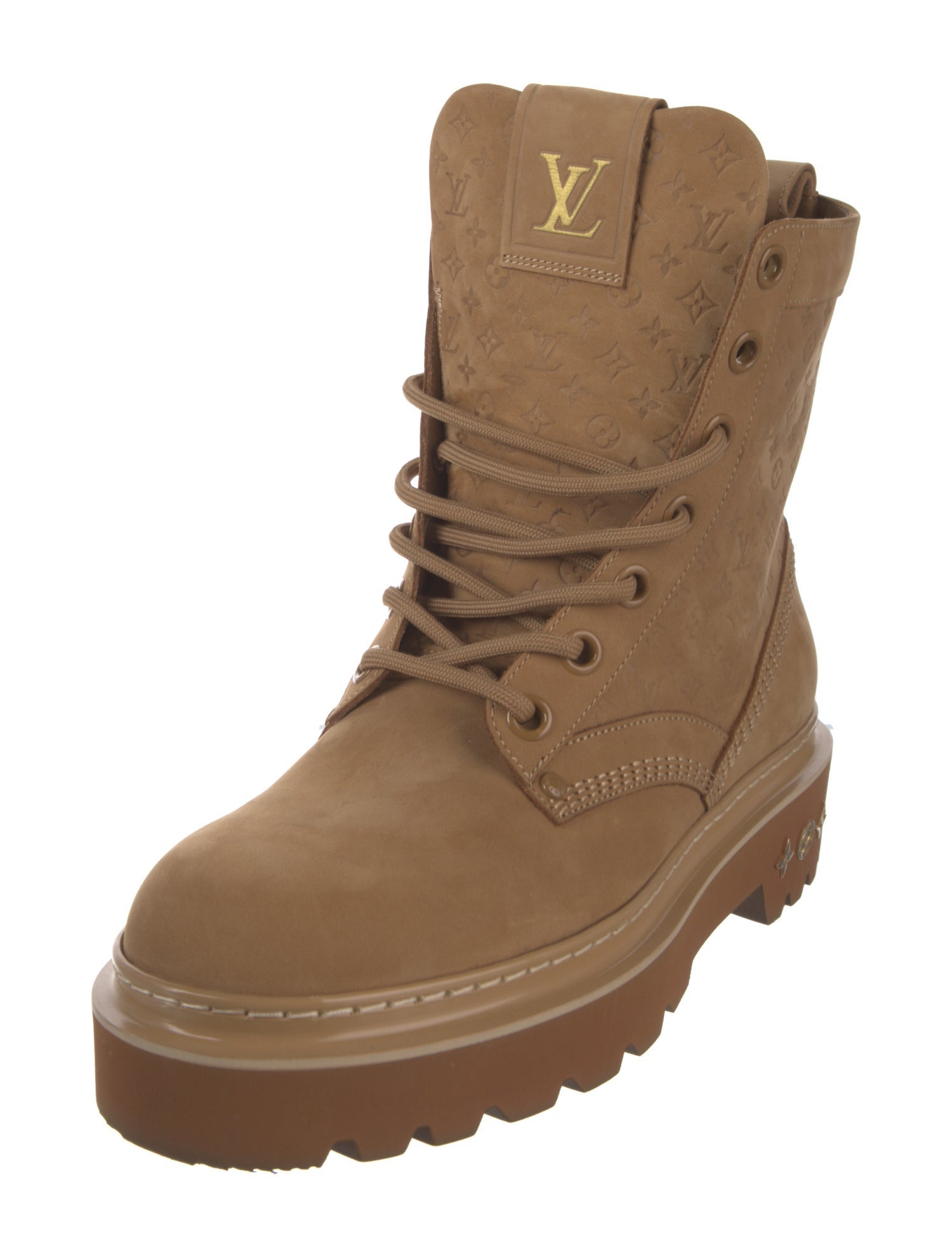 Louis Vuitton LV Monogram Suede Lace-Up Boots