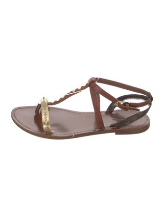Louis Vuitton Monogram Pattern Leather T-Strap Sandals