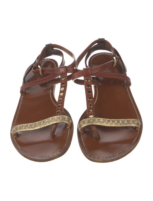 Louis Vuitton Monogram Pattern Leather T-Strap Sandals