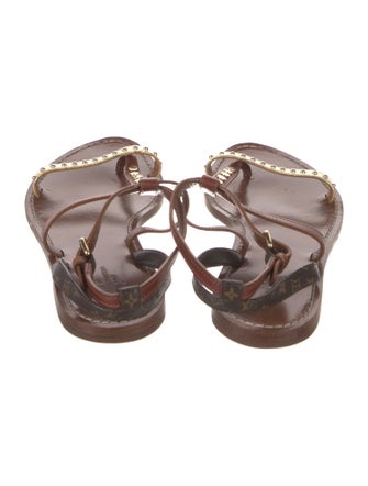 Louis Vuitton Monogram Pattern Leather T-Strap Sandals