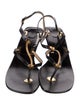 Louis Vuitton Leather Chain-Link Accents T-Strap Sandals