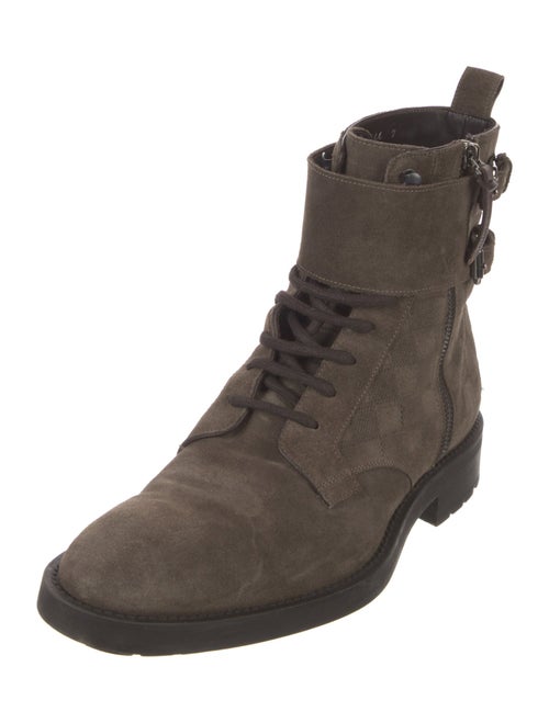 Louis Vuitton Ranger Damier Ebene Pattern Lace-Up Boots