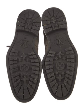 Louis Vuitton Ranger Damier Ebene Pattern Lace-Up Boots