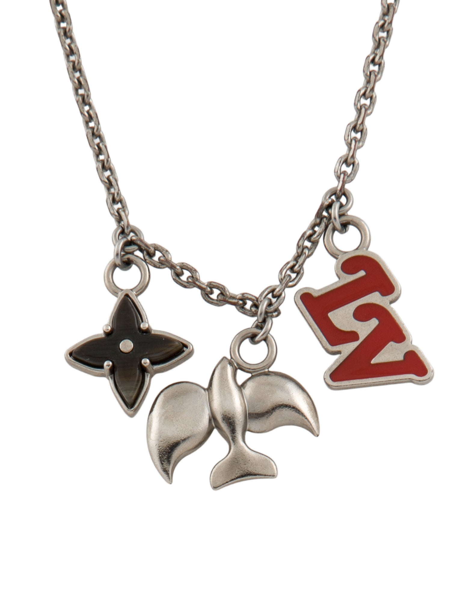 Louis Vuitton Enamel LV Dove Pendant Necklace