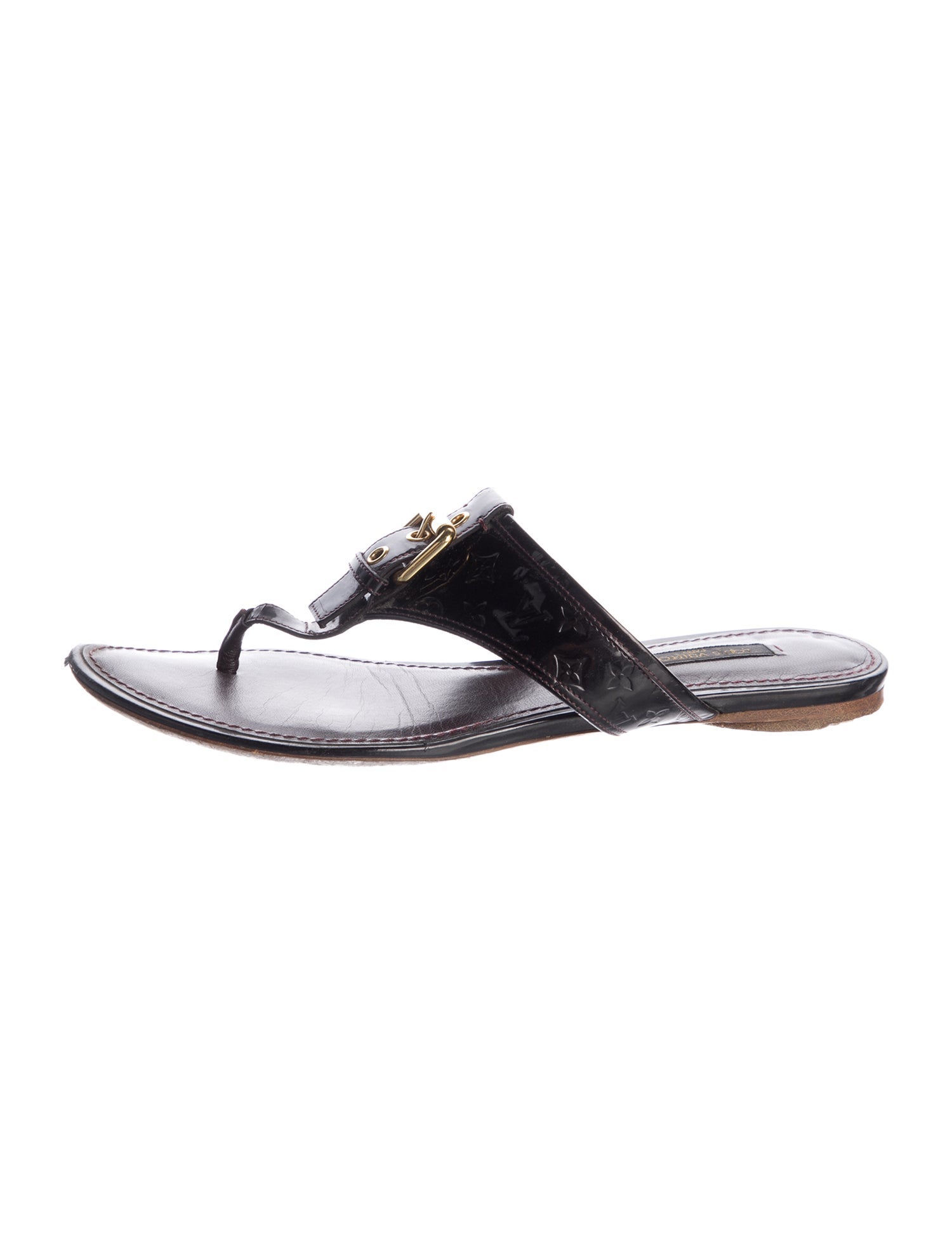 Louis Vuitton LV Monogram Patent Leather Slides