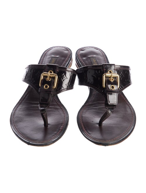 Louis Vuitton LV Monogram Patent Leather Slides