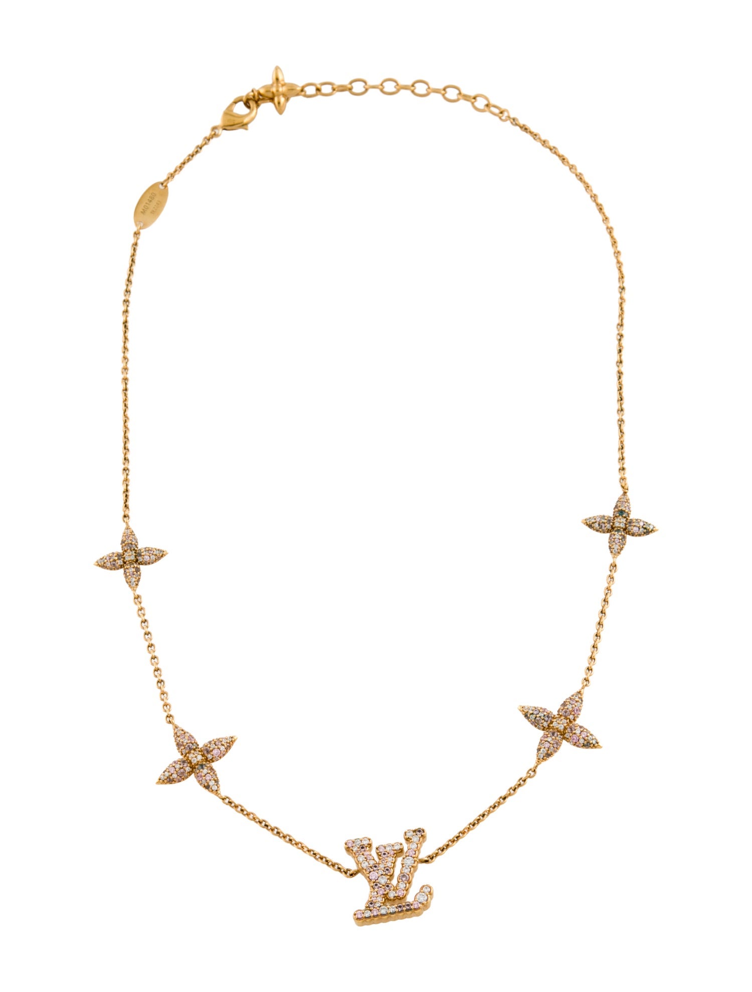 Louis Vuitton Crystal LV Iconic Tresor Station Necklace