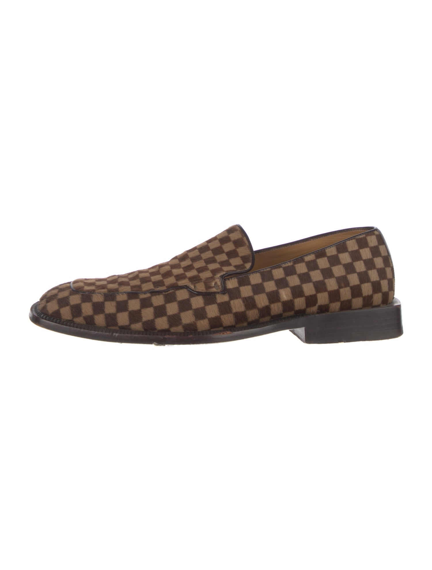 Louis Vuitton Ponyhair Plaid Print Dress Loafers