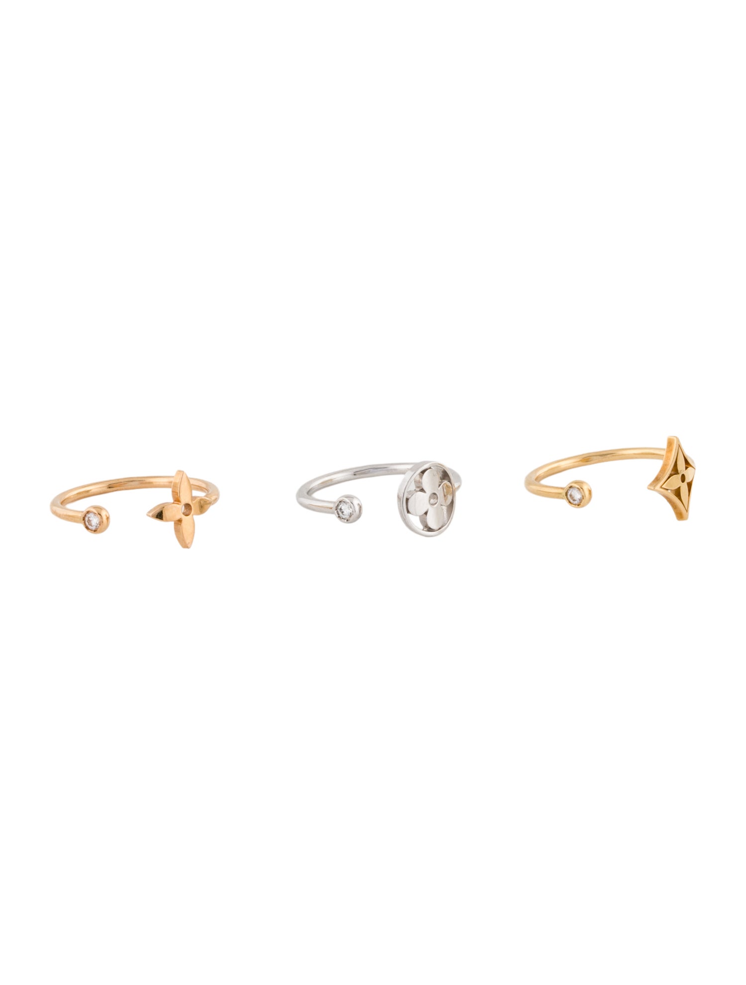 Louis Vuitton 18K Diamond Idylle Blossom Band Ring Set