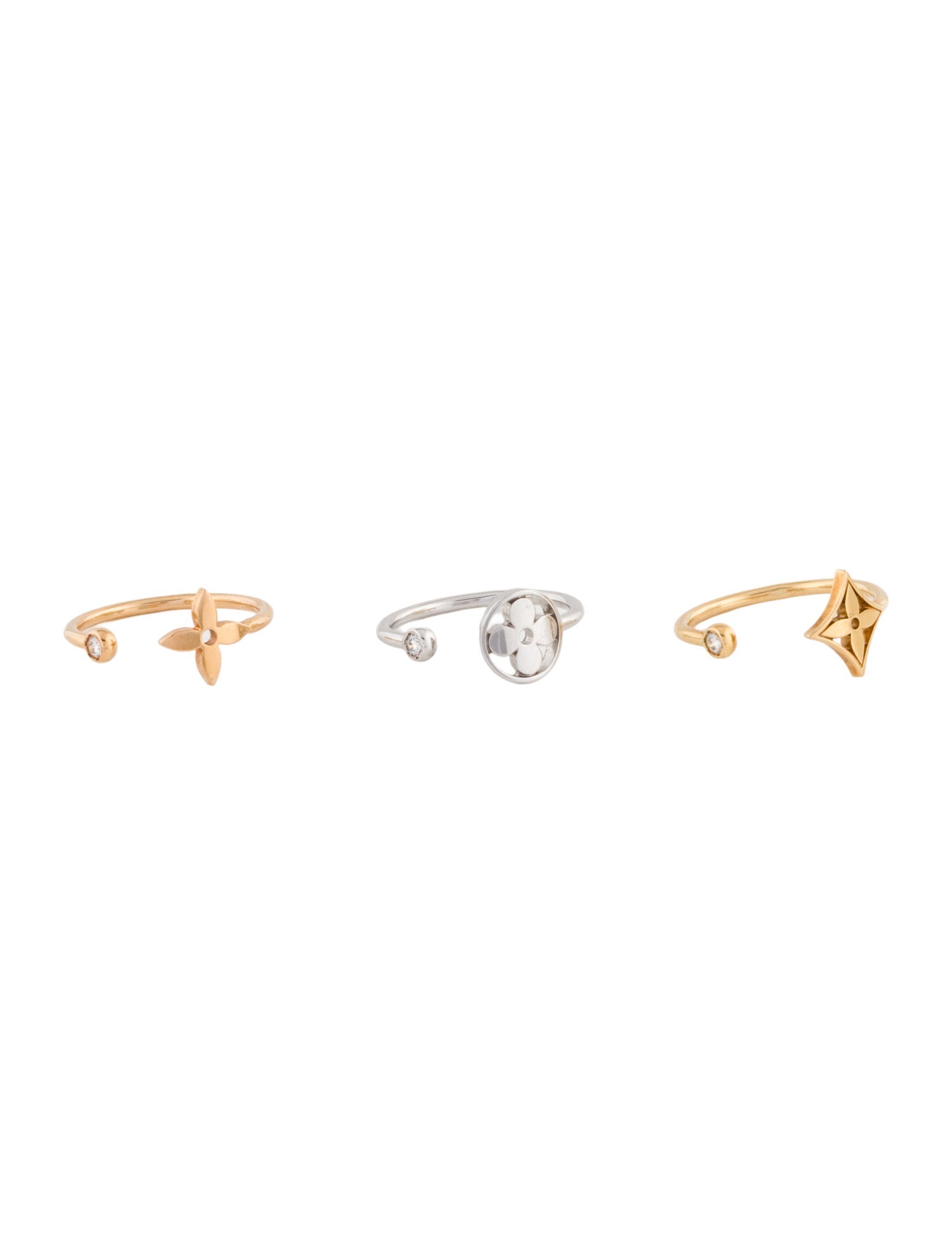 Louis Vuitton 18K Diamond Idylle Blossom Band Ring Set
