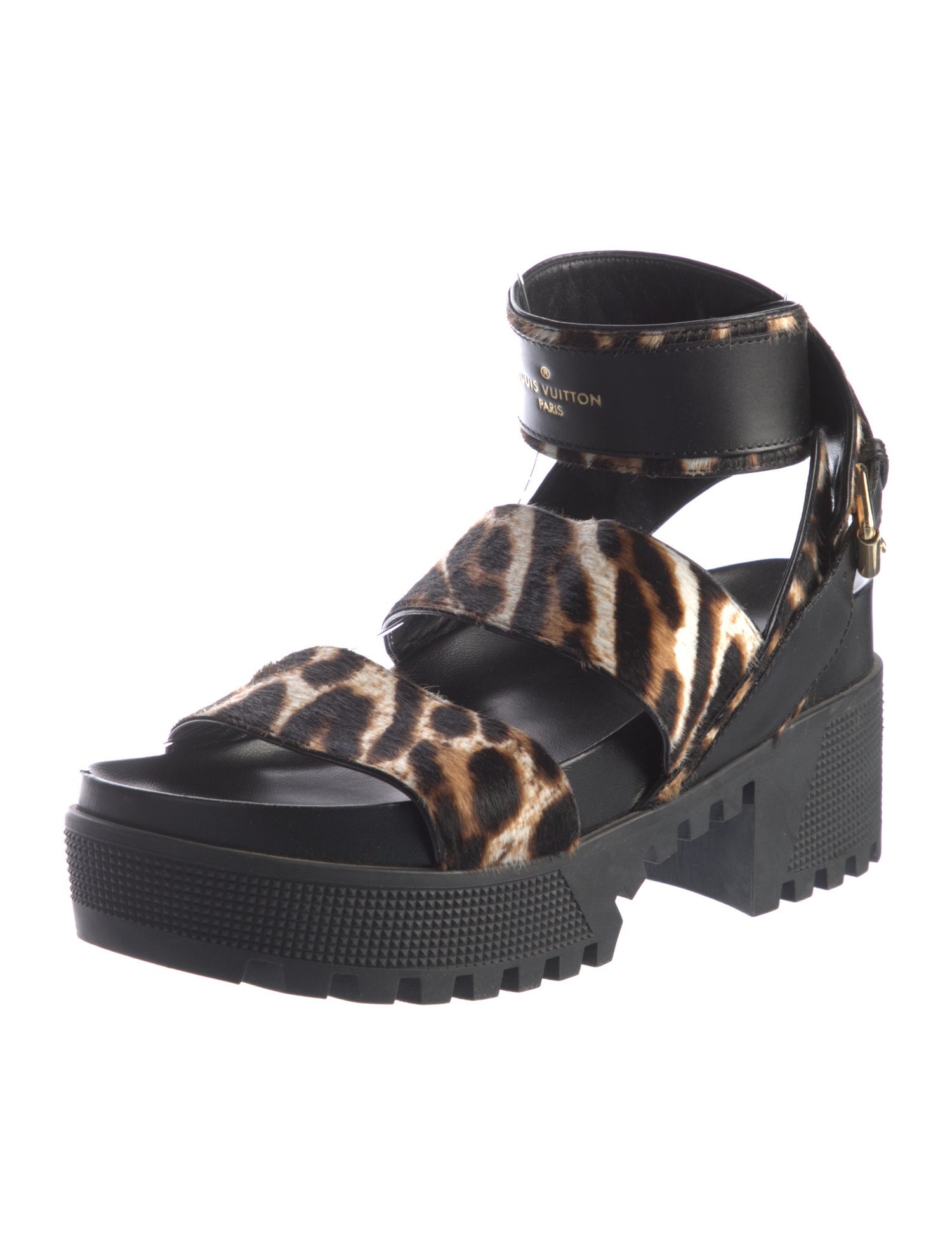 Louis Vuitton Ponyhair Animal Print Gladiator Sandals