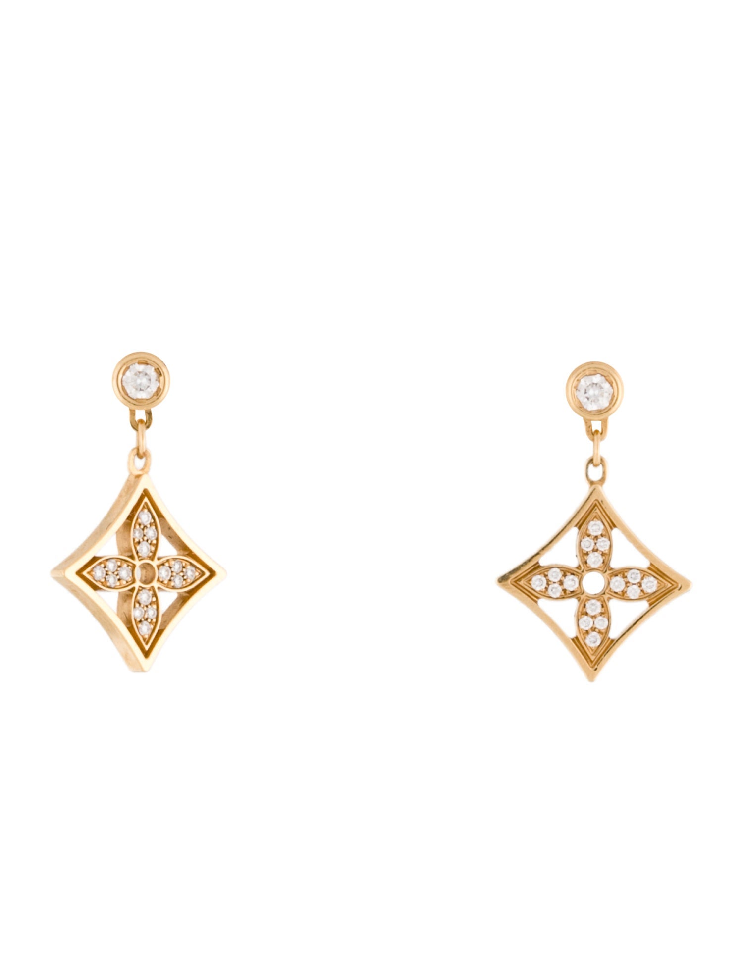 Louis Vuitton 18K Diamond Idylle Blossom Drop Earrings