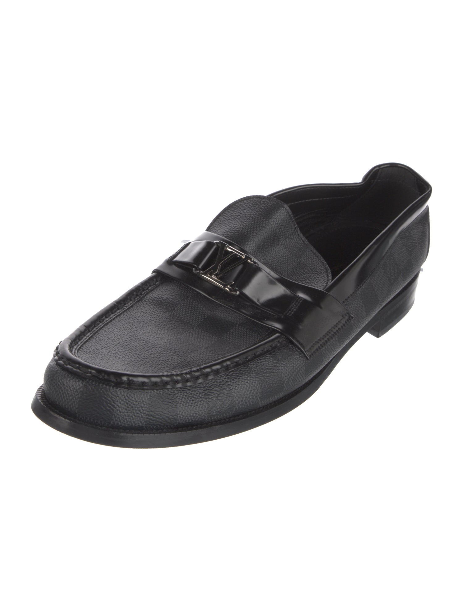 Louis Vuitton Damier Graphite Pattern Leather Loafers