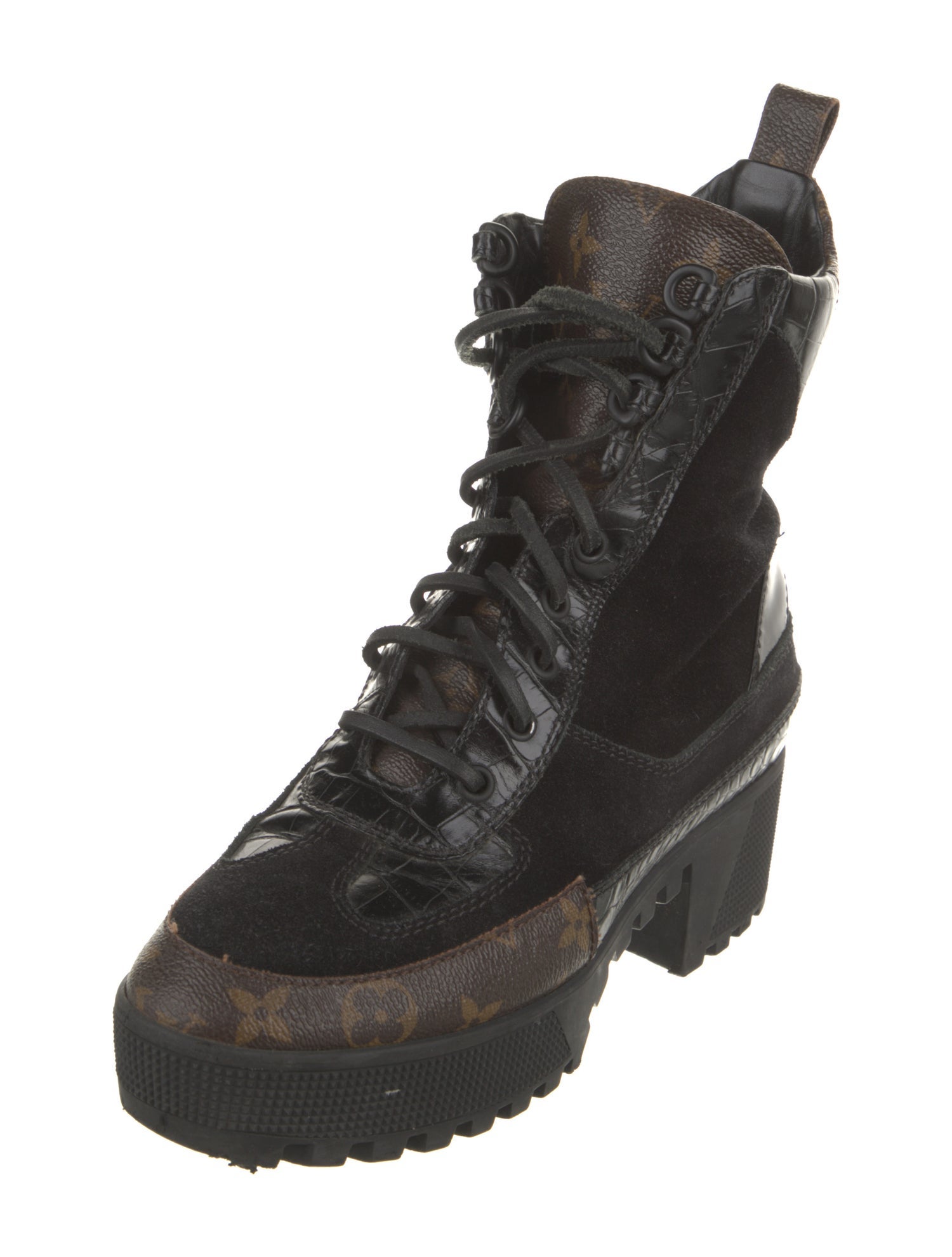 Louis Vuitton LV Monogram Suede Combat Boots