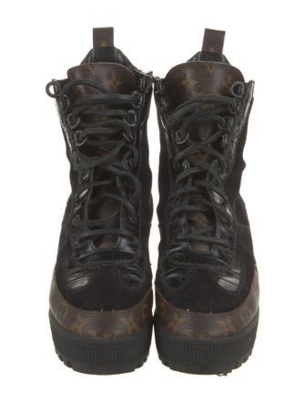 Louis Vuitton LV Monogram Suede Combat Boots