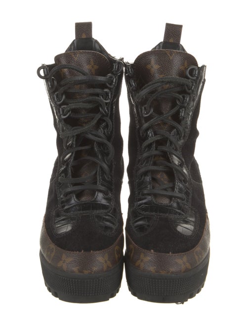 Louis Vuitton LV Monogram Suede Combat Boots