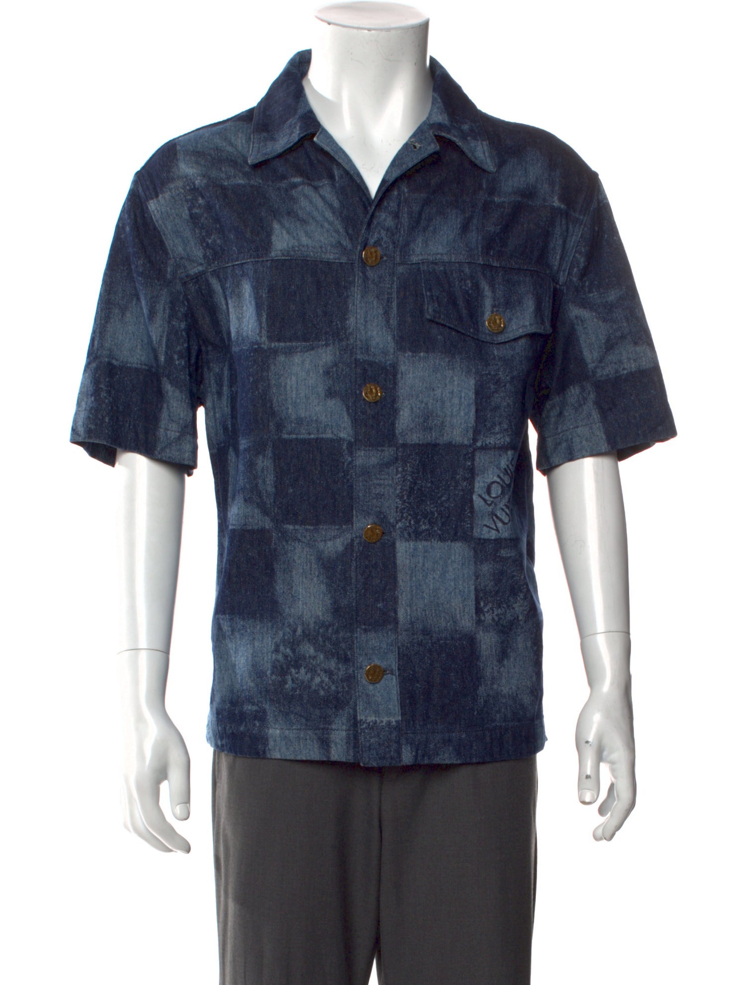 Louis Vuitton 2021 Plaid Print Denim Shirt