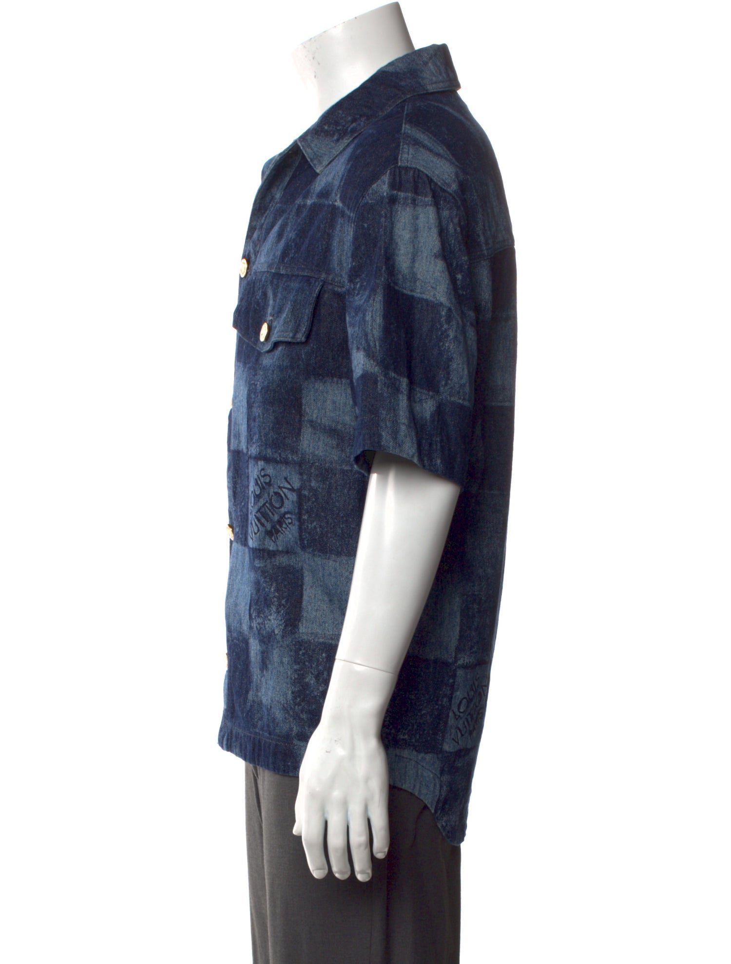 Louis Vuitton 2021 Plaid Print Denim Shirt
