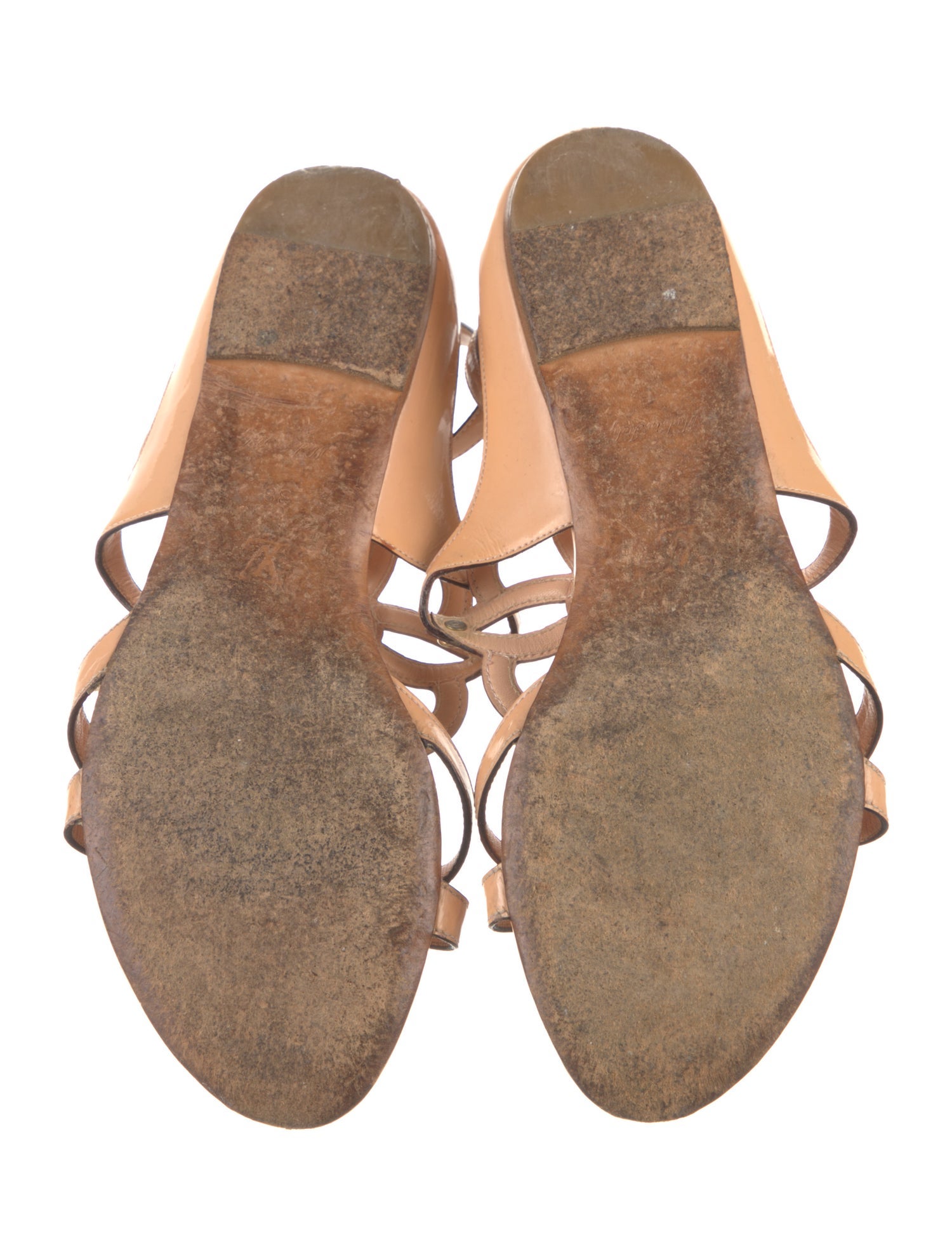 Louis Vuitton Patent Leather Studded Accents Gladiator Sandals