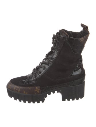 Louis Vuitton LV Monogram Suede Combat Boots