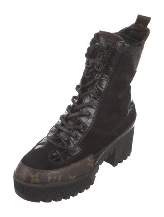 Louis Vuitton LV Monogram Suede Combat Boots