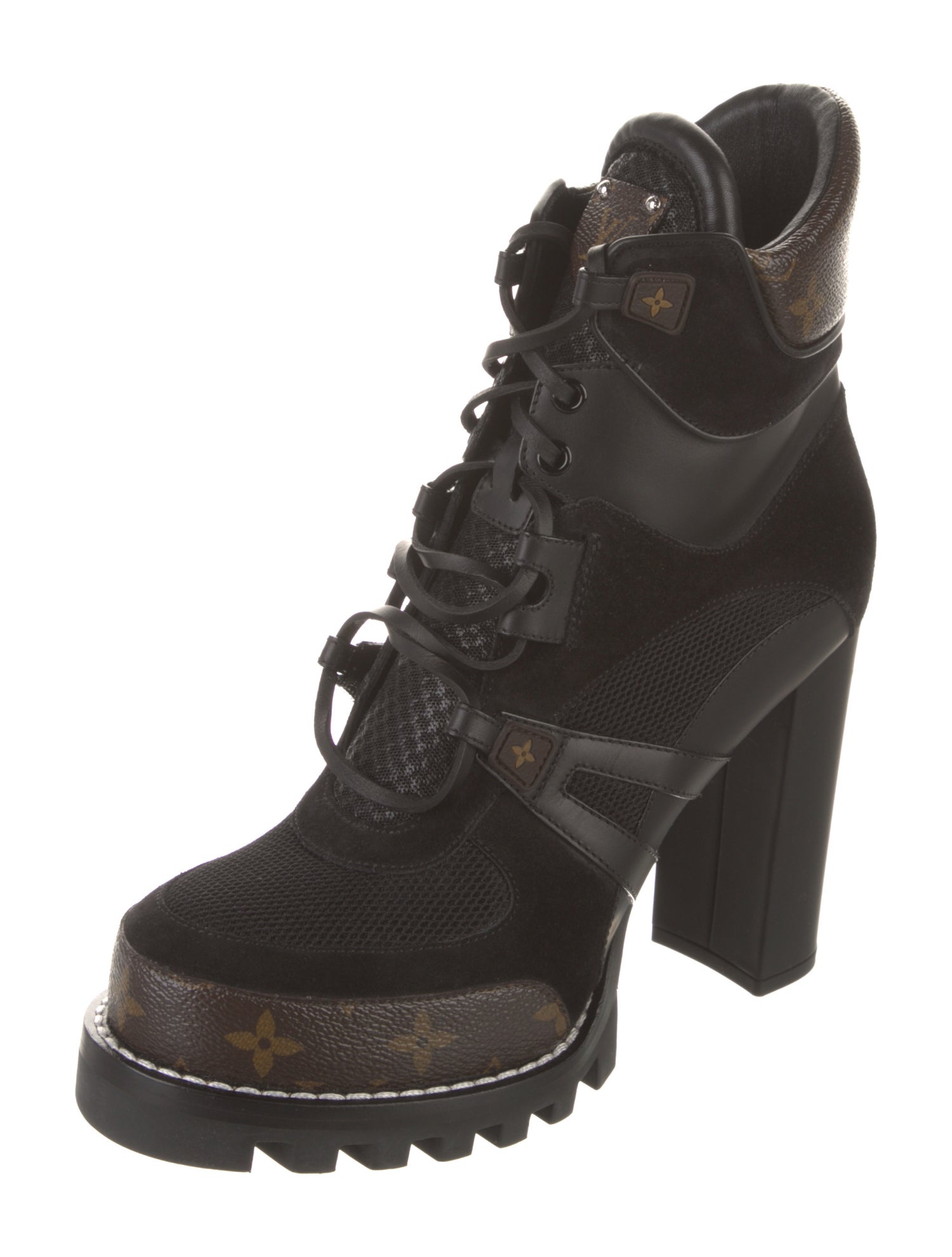 Louis Vuitton LV Monogram Leather Lace-Up Boots